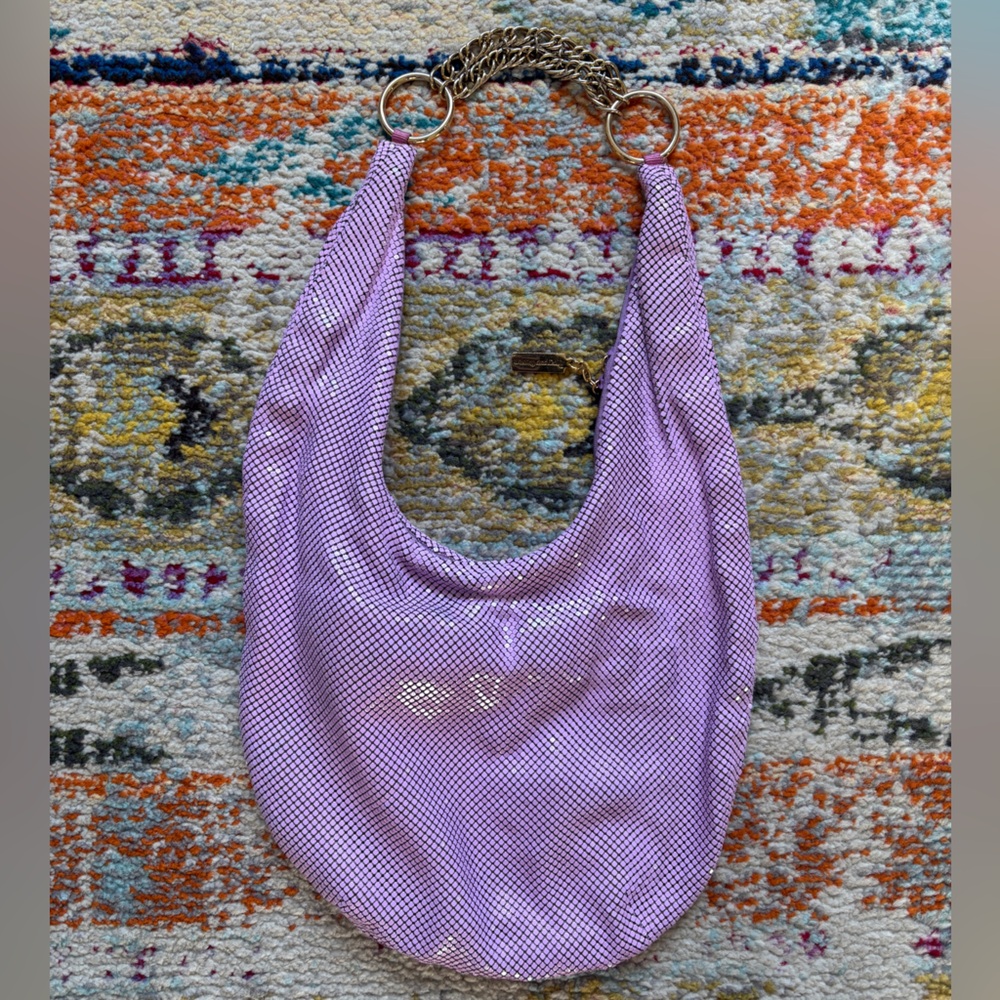 Whiting & Davis Lavender Purple Metal Mesh Hobo Bag Disco Party Chainmail